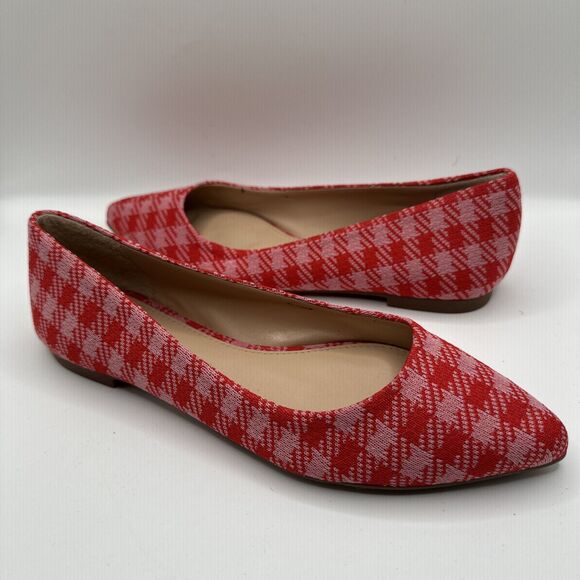 Gianni Binni Red Pink houndstooth ballet Flats Sz 6 - Picture 4 of 9